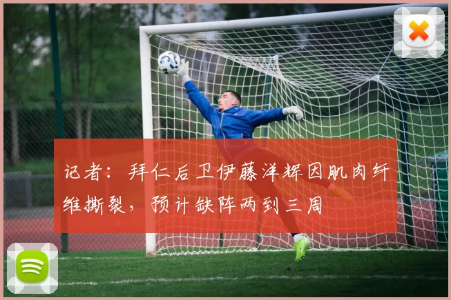 记者：拜仁后卫伊藤洋辉因肌肉纤维撕裂，预计缺阵两到三周